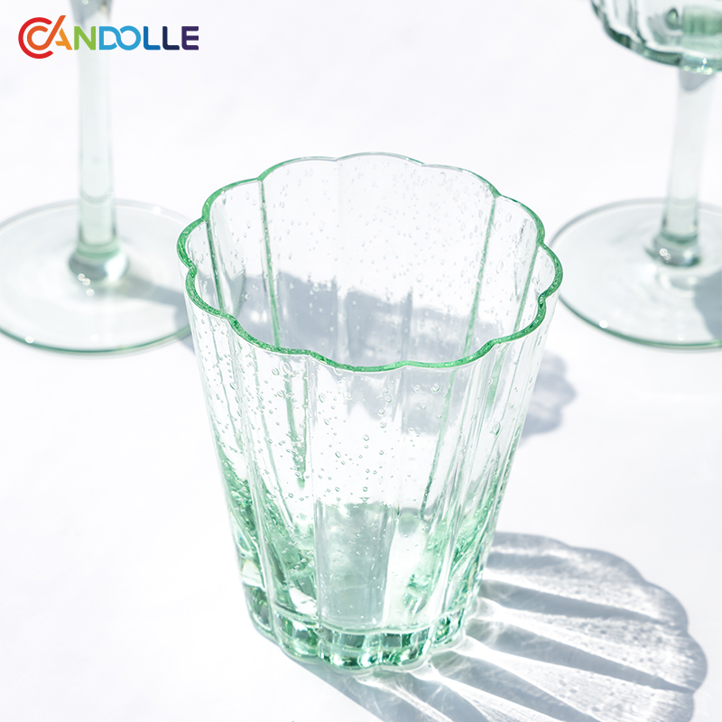 Vintage Seeded Bubble Wine Glasses Collection Green Vintage Seeded Bubble Wine Glasses Collection Green