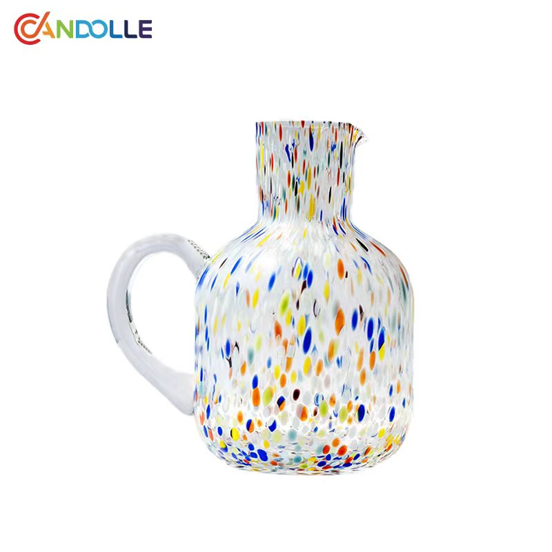 1400ml Colorful Speckled Glass Pitcher Water Jug Carafe