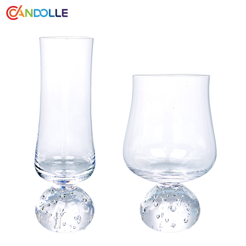 250ml/450ml Clear Crystal Wine Champagne Glass Cup with Spherical Bubble Base 
