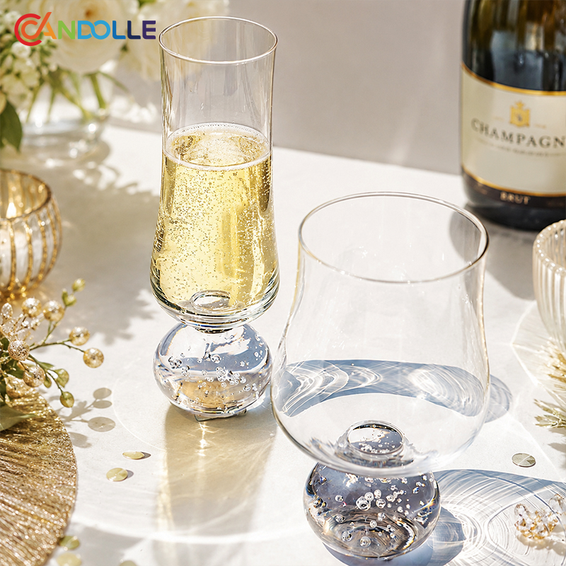 250ml/450ml Clear Crystal Wine Champagne Glass Cup with Spherical Bubble Base 