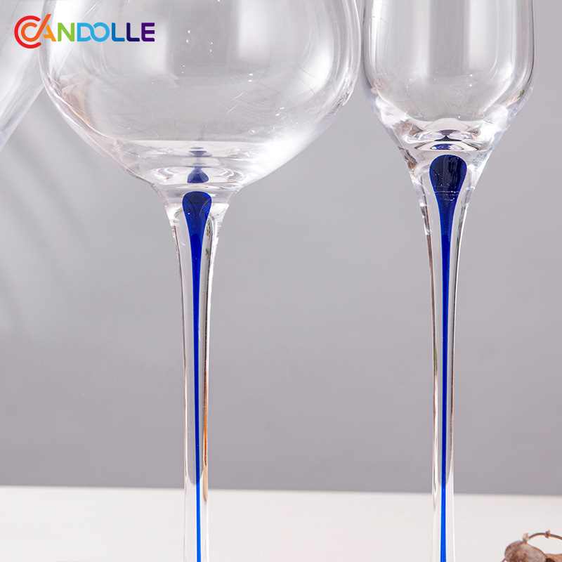 Handcrafted Cobalt Blue Teardrop Stem Glass Set Wine Cocktail Champagne Goblets Handcrafted Cobalt Blue Teardrop Stem Glass Set Wine Cocktail Champagne Goblets
