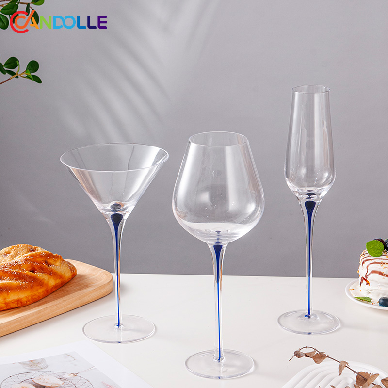 Handcrafted Cobalt Blue Teardrop Stem Glass Set Wine Cocktail Champagne Goblets Handcrafted Cobalt Blue Teardrop Stem Glass Set Wine Cocktail Champagne Goblets