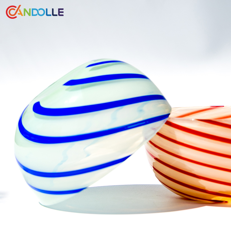 360ml Swirl Colored Stripes Glass Bowl for Fruit Salad Dessert 360ml Swirl Colored Stripes Glass Bowl for Fruit Salad Dessert
