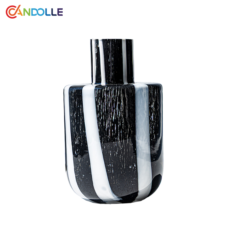 530ml Mid-century Style Black&White Stripes Glass Reed Diffuser 