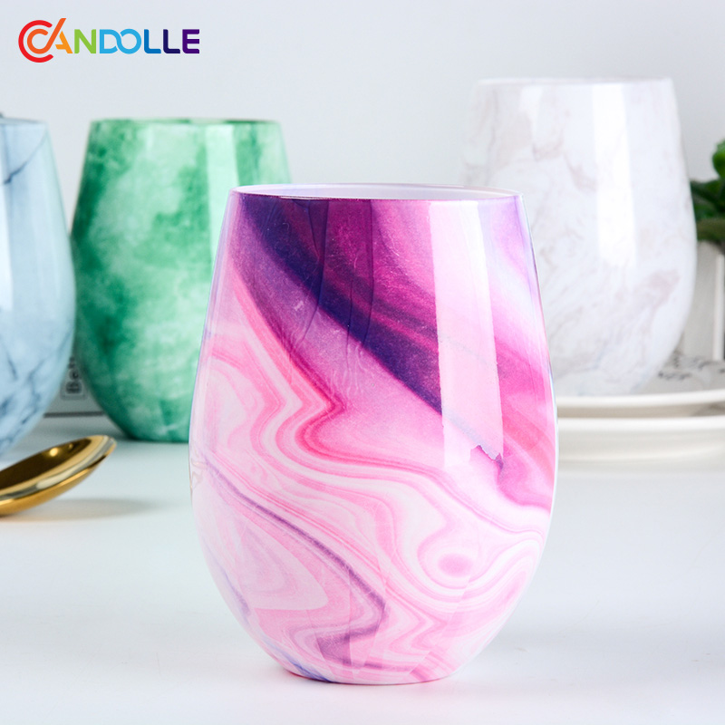 16oz Watercolor Marble Stemless Glass Tumbler Candle Holder 16oz Watercolor Marble Stemless Glass Tumbler Candle Holder