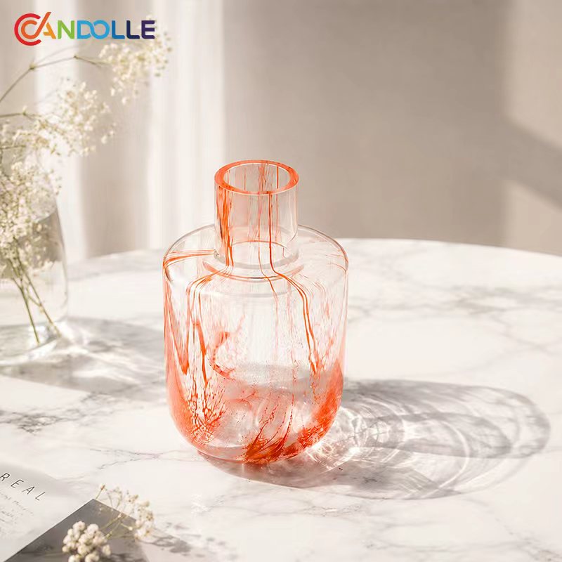 17oz Swirl Blush Pink Glass Diffuser Bottle Vase for Home Decor 17oz Swirl Blush Pink Glass Diffuser Bottle Vase for Home Decor