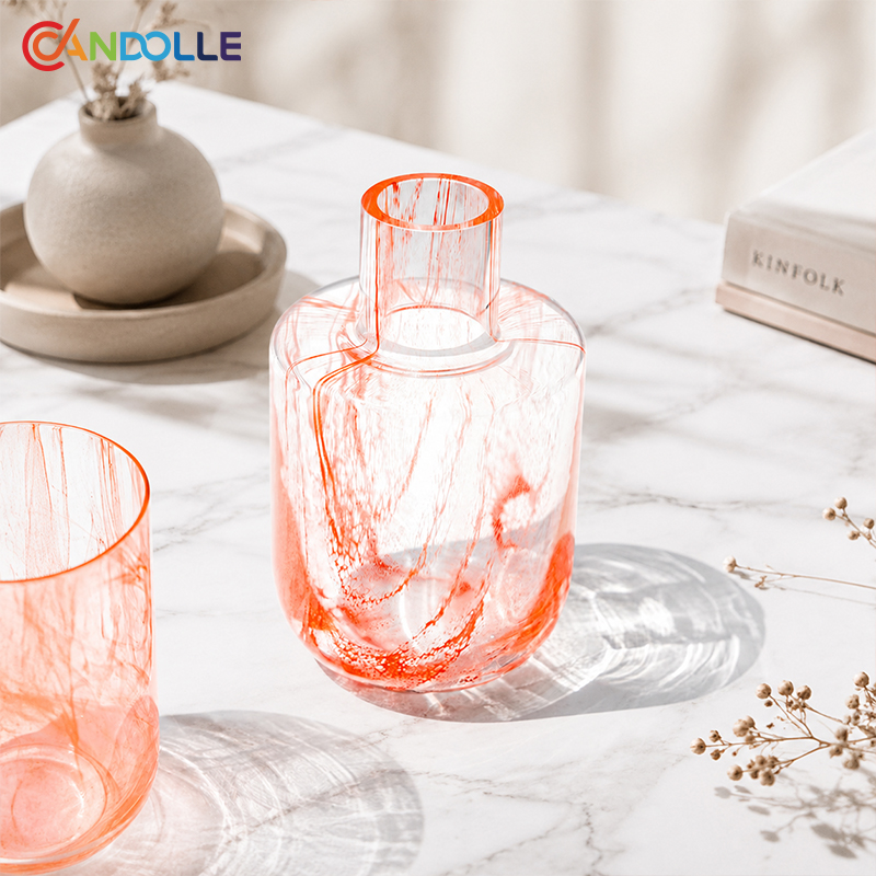 17oz Swirl Blush Pink Glass Diffuser Bottle Vase for Home Decor 17oz Swirl Blush Pink Glass Diffuser Bottle Vase for Home Decor
