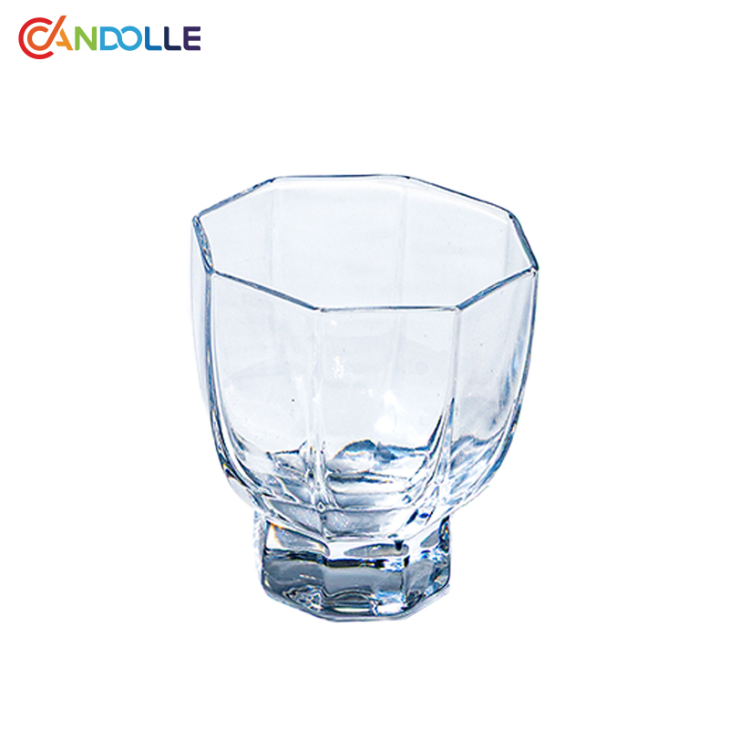 7oz Geometric Octagonal Clear Whiskey Shot Glass with Heavy Base