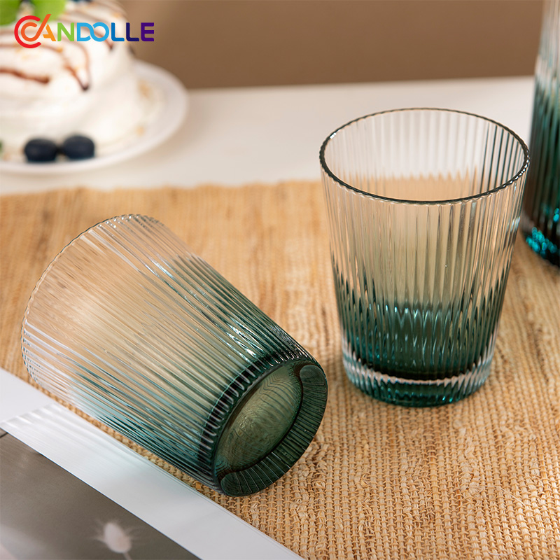 1200ml Gradient Ink Blue Ribbed Glass Pitcher Serving Carafe for Home 1200ml Gradient Ink Blue Ribbed Glass Pitcher Serving Carafe for Home