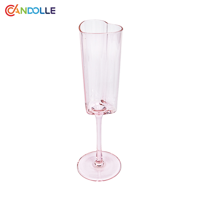 190ml Heart Rim Champagne Glass Pink Wedding Toast Goblet