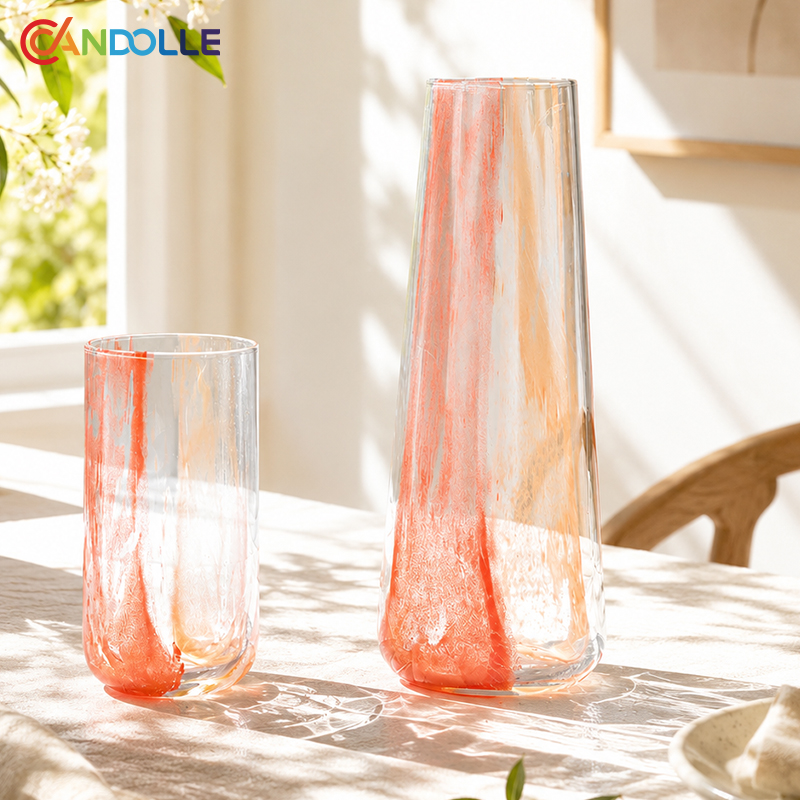1100ml Gradient Streak Glass Carafe Tumbler Drinkware Set 1100ml Gradient Streak Glass Carafe Tumbler Drinkware Set