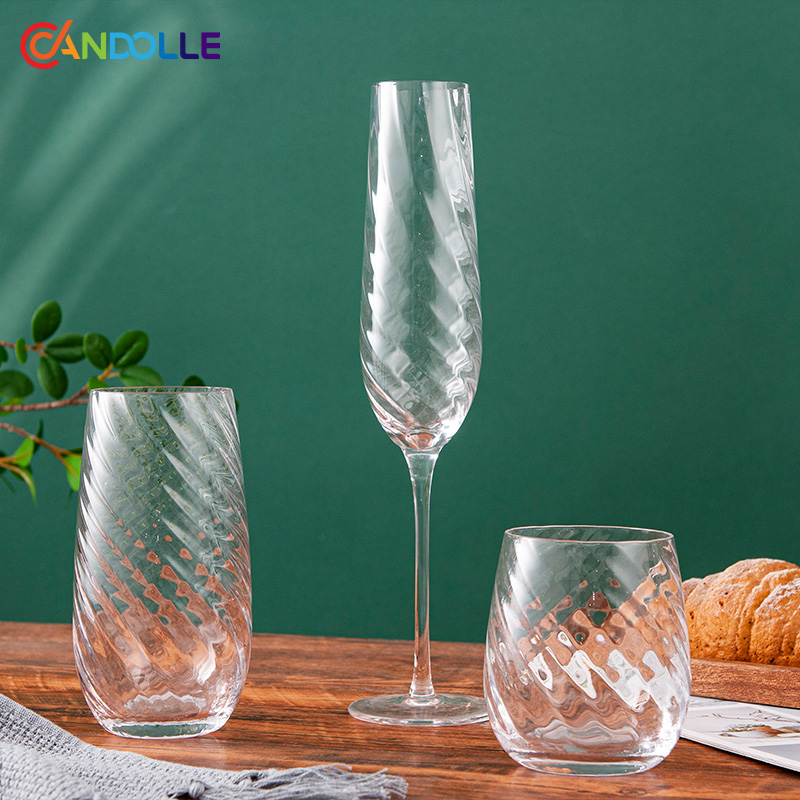 Clear Twisted Champagne Water Tumbler Cups Clear Twisted Champagne Water Tumbler Cups