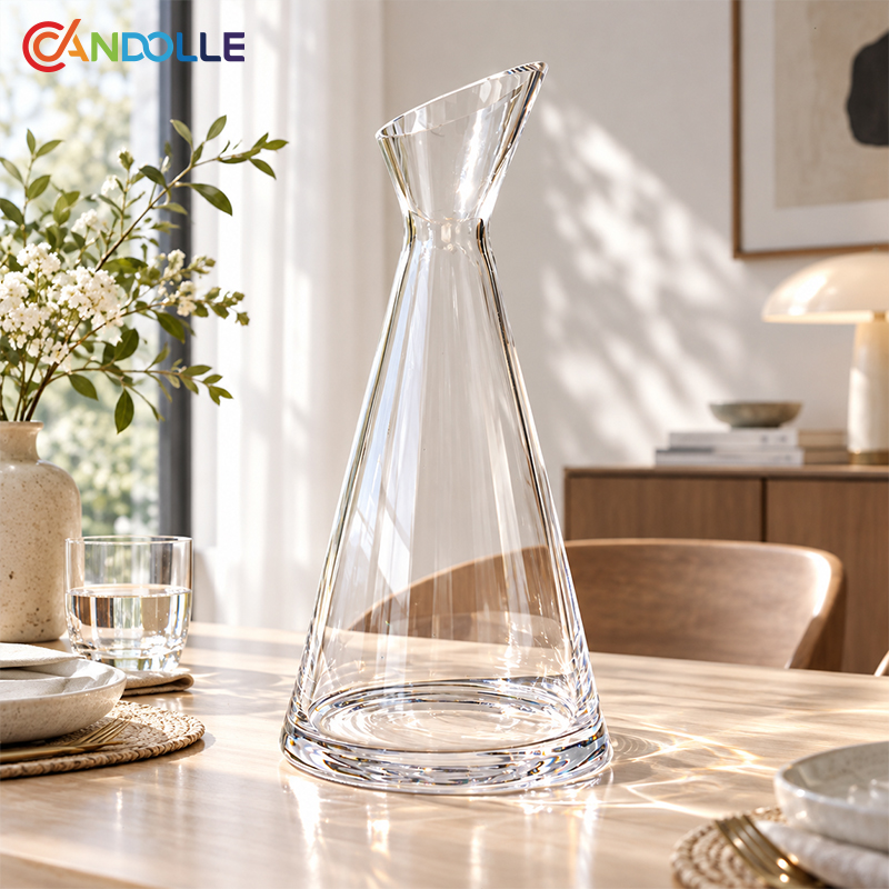 40oz Slanted Clear Glass Wine Decanter with angled spout 40oz Slanted Clear Glass Wine Decanter with angled spout