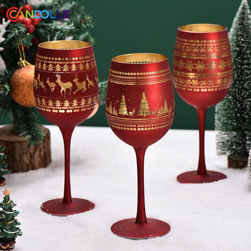 Christmas Electroplated Stem Wine Glass & Egg Tumbler Seasonal Themed Glass 