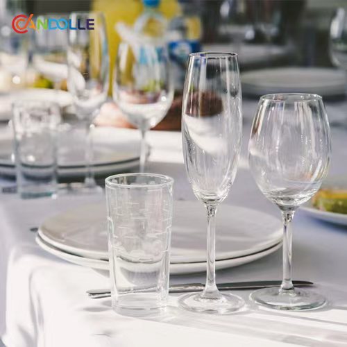 Place setting with elegant tableware and glassware for dining experience